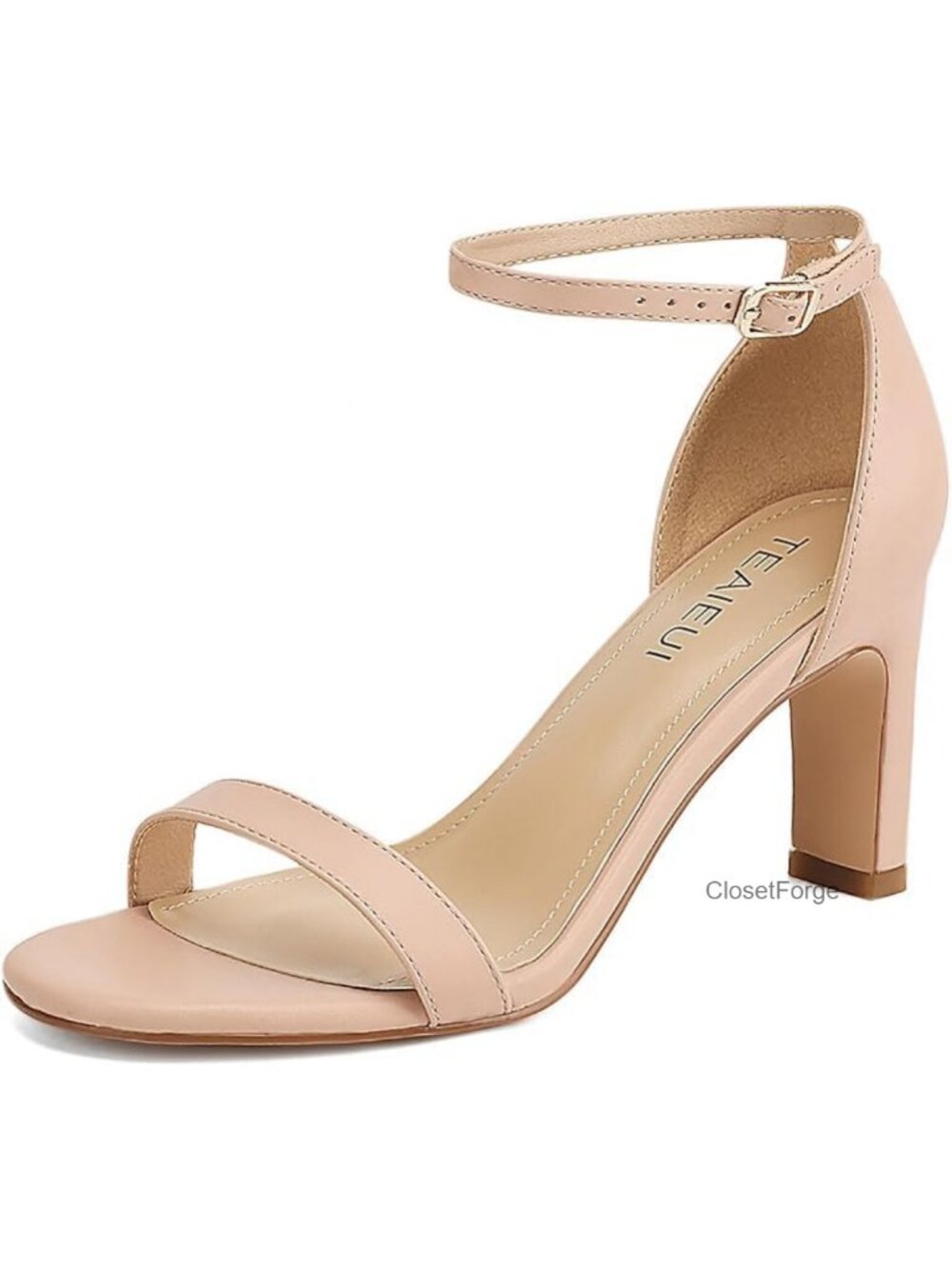 Women's Chunky High Heel Sandals Round Toe Ankle Strap Dressy Block Heels